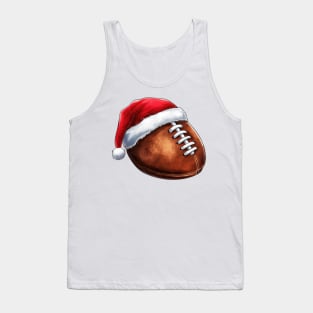 Christmas American Football in Santa Hat Tank Top